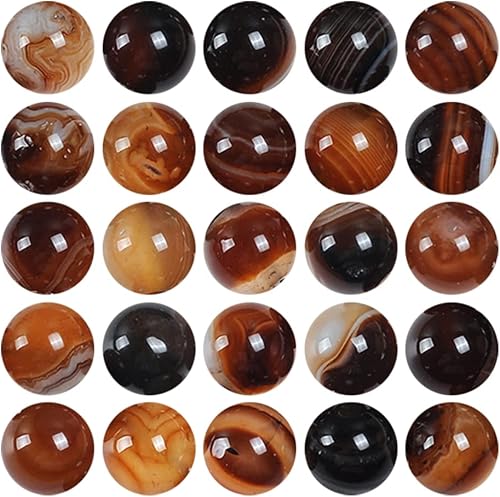 Miniatura 4 de Cuentas sueltas de ágata natural a rayas naranjas de 0.315in, cuentas redondas de piedra para hacer pulseras, joyas, aproximadamente 48 unidades