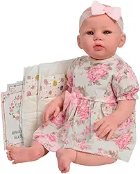 Boneca Reborn Abigail Careca 48cm Vestido Florido + Itens