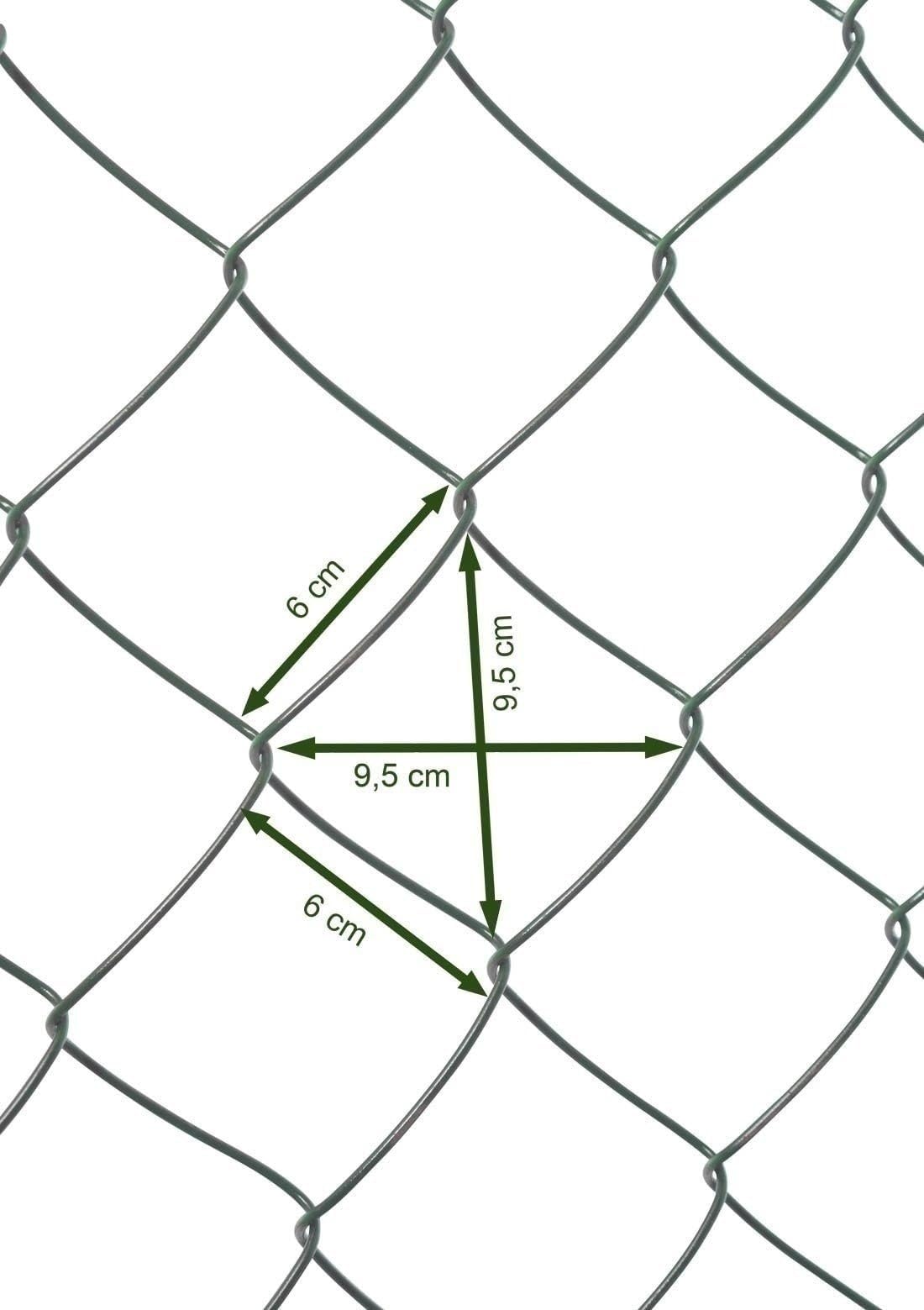 Garmix Maschendrahtzaun Gartenzaun Maschendraht Viereckgeflecht Grün 60x60mm 2,6mm (120cm x 25m)