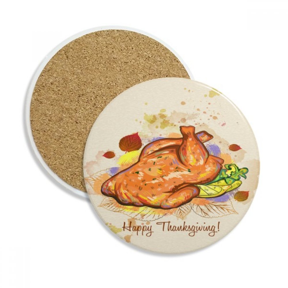 Cadeau Thanksgiving lot 2 sous-verres céramique multicolores pour tasse