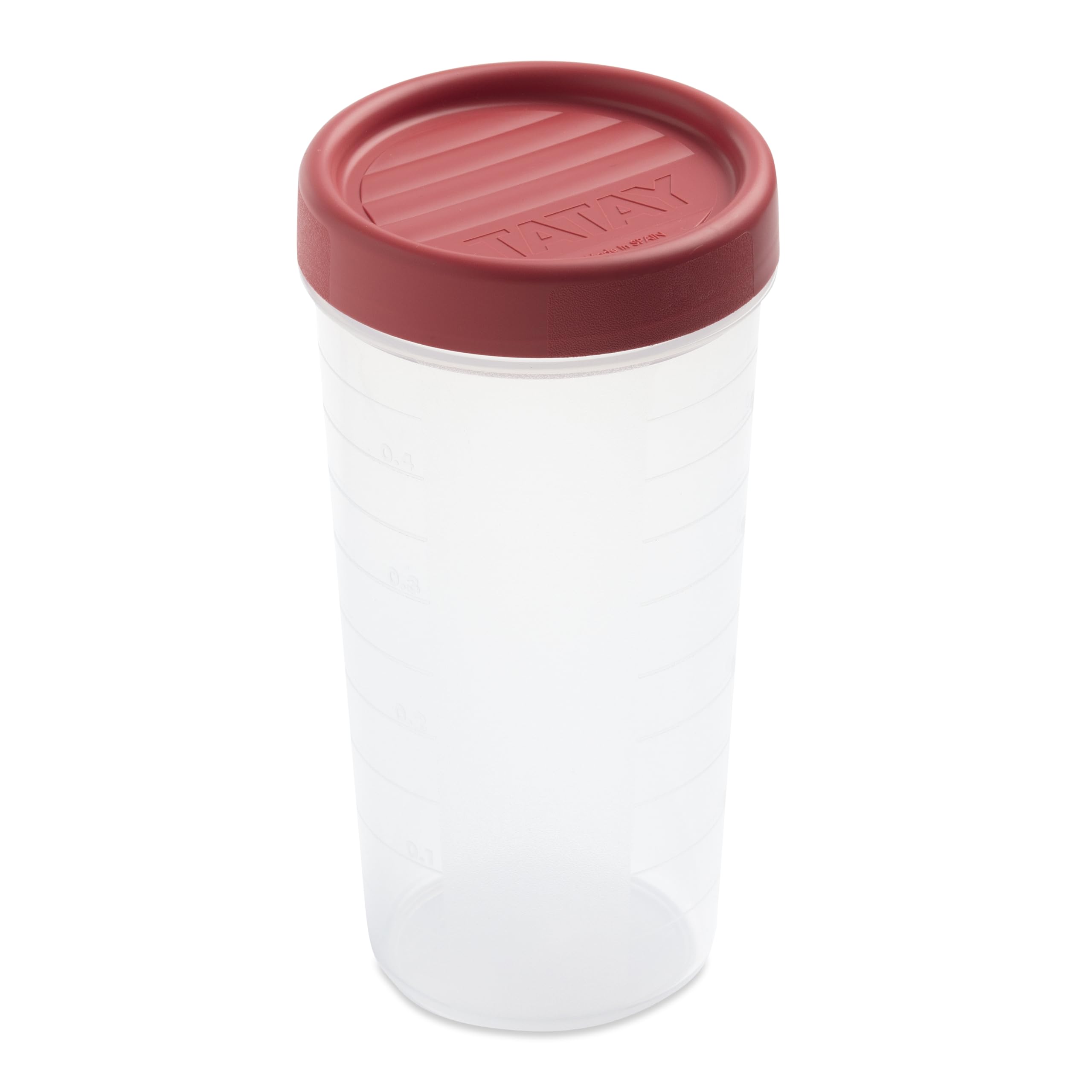 TATAY Food Container 0.6L Twist | Screw-Top Lid | Plastic Food Containers with Lids | Microwave, Dishwasher, Fridge & Freezer Safe | BPA-Free Plastic | 8.5x8.5x16.5 cm, Red