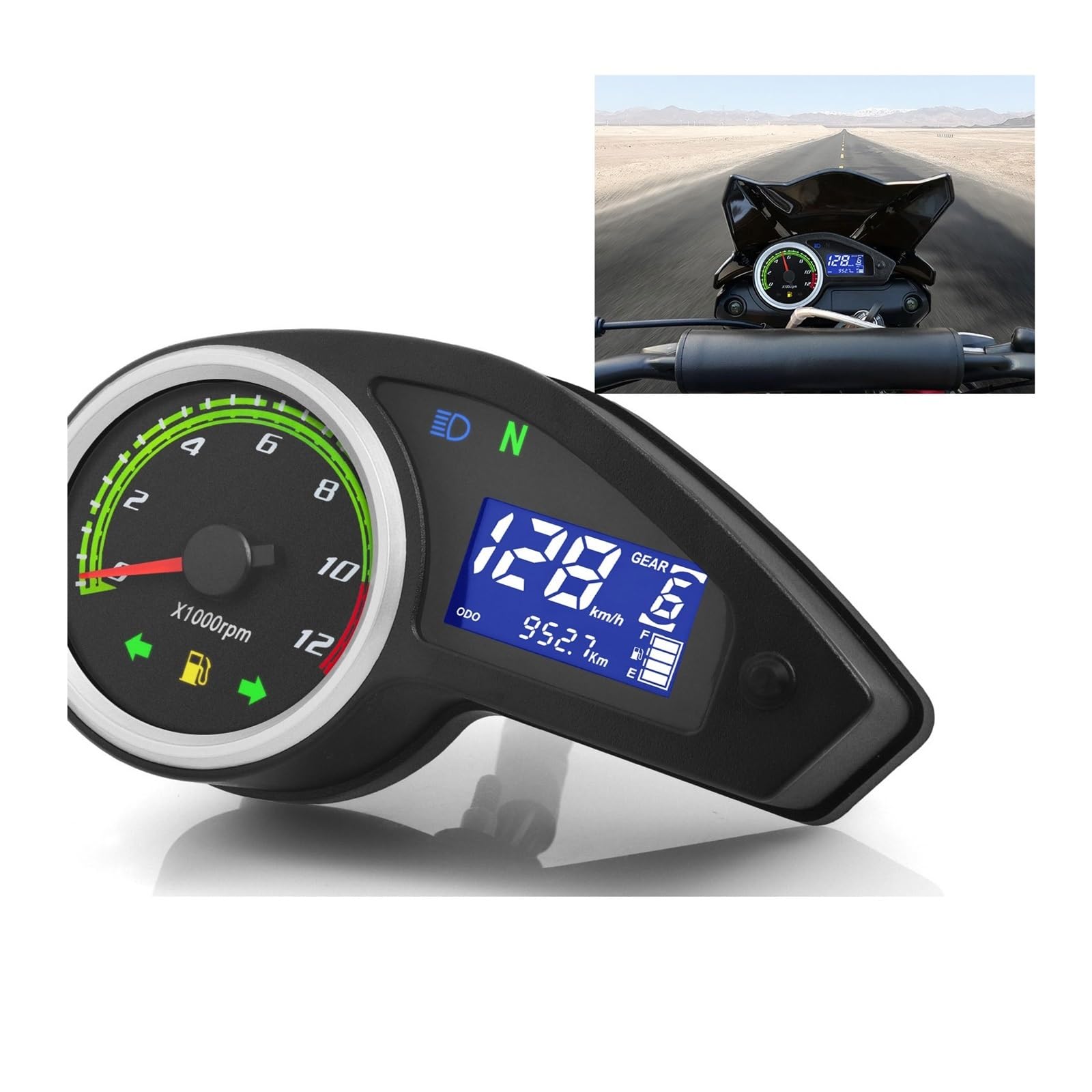 Compteur vitesse moto Compte-tours Avec Clignotants Moto Pour NXR150 NXR125 Pour Bros 2003-2014 Pour CRV Compteur Kilométrique Numérique LED, De Vitesse (MPH)