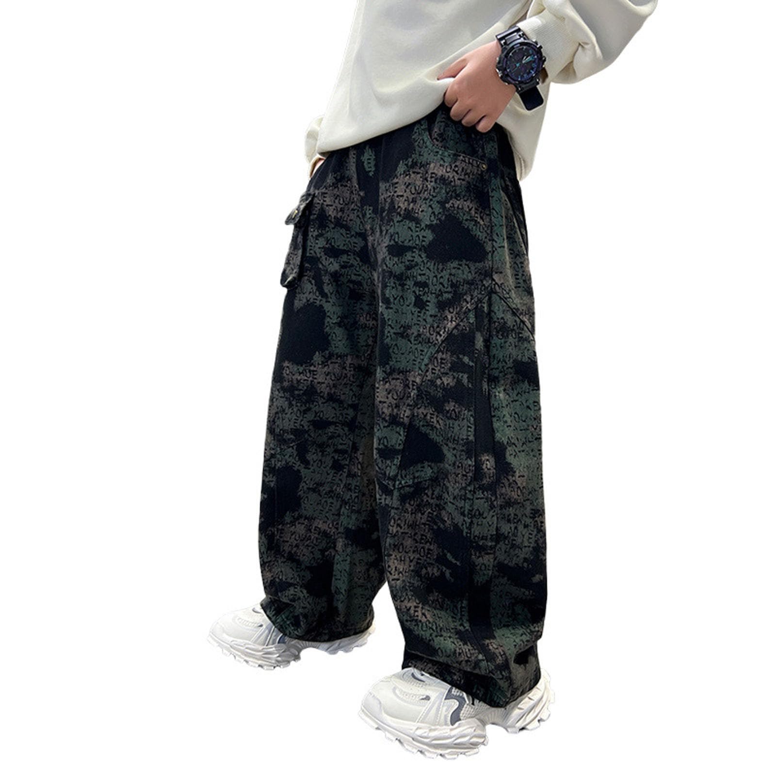 Genérico Vaqueros Elasticos Niño Pantalon Baggy Jeans Cintura Elástica