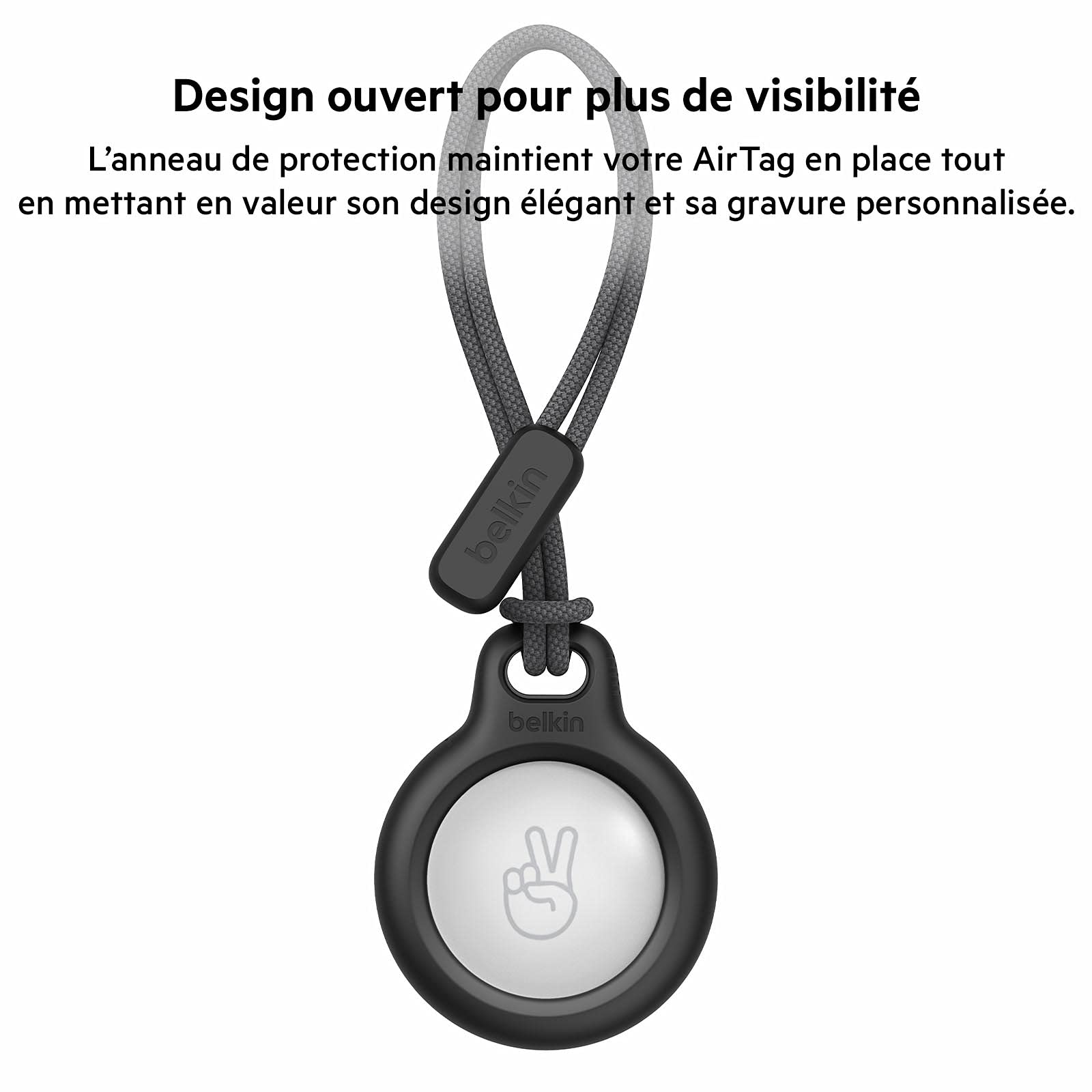 Belkin Anneau Protection AirTag Avec Cordon - Design Twist And Lock - Résistant Aux Rayures - Bleu