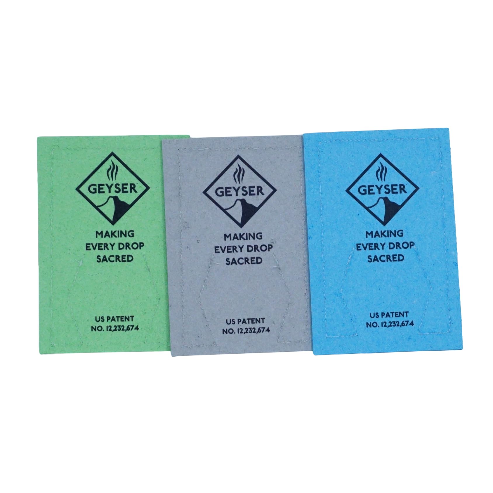 Geyser EcoSponge Ersatz-Badeschwämme für das Geyser EcoShower oder Reinigungsset für Camping, Wohnmobil, Überlandung und Freizeit im Freien, sortiert, 3er-Pack