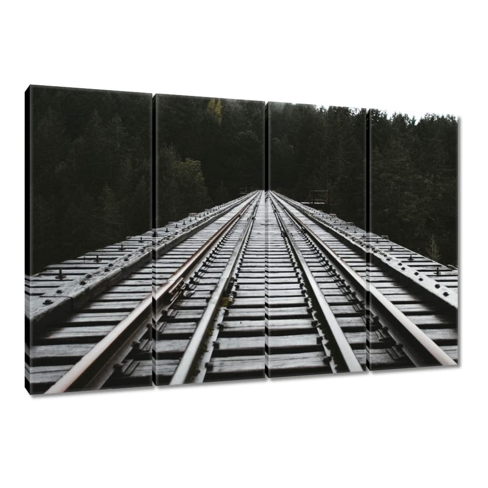 Obraz wydrukowany na płótnie sztuka ścienna dekoracja 120 x 80 cm pociągi kolejowe tory nr H7530M_PC4A