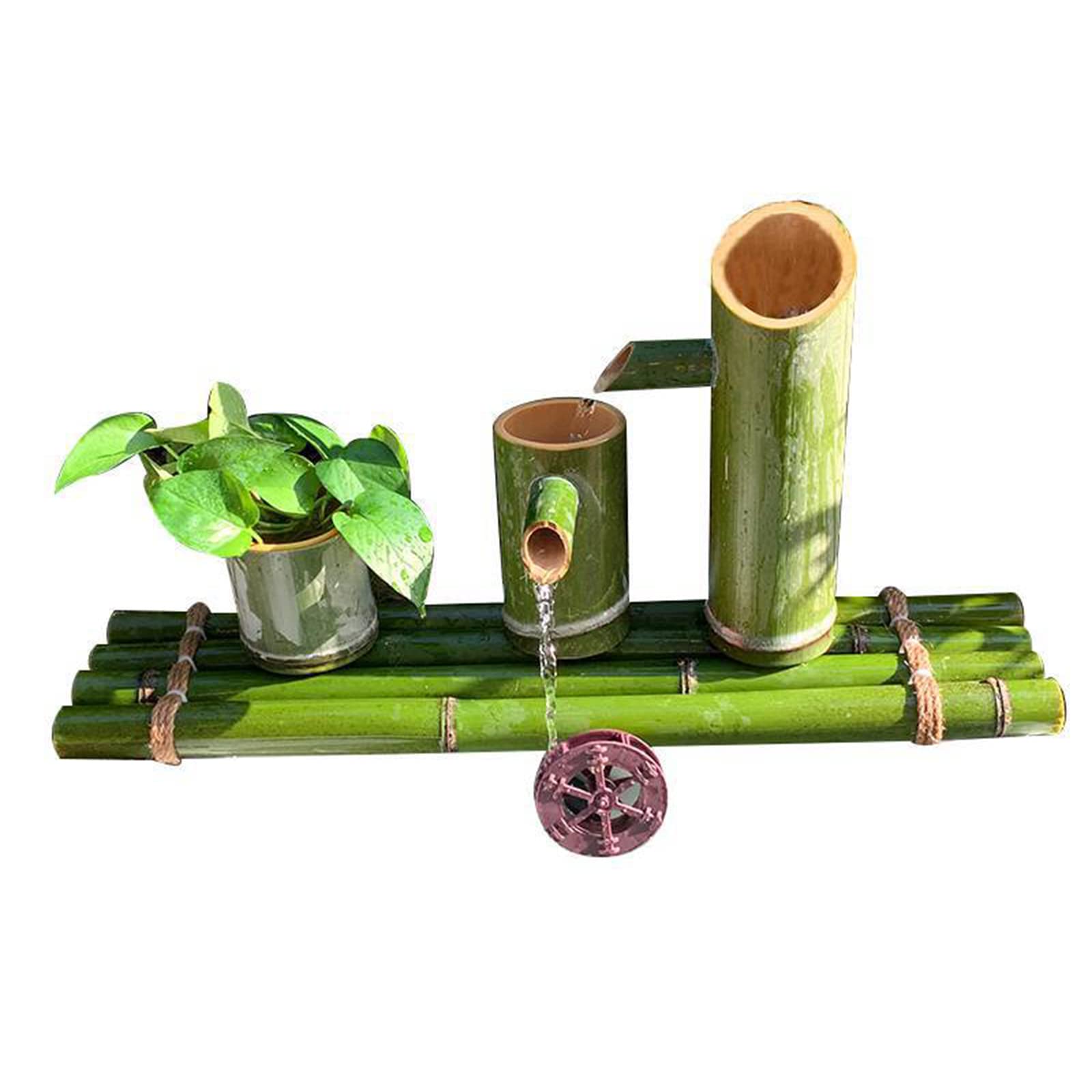 asdchZen Bamboo Water Features For The Garden, S Fountain, Water Fountain, Pump,Bamboo Fountain For Pond, Bamboo Water Feature Ornaments, Fish Tank, Garden, 100Cm/39.4In,90cm/35.4in