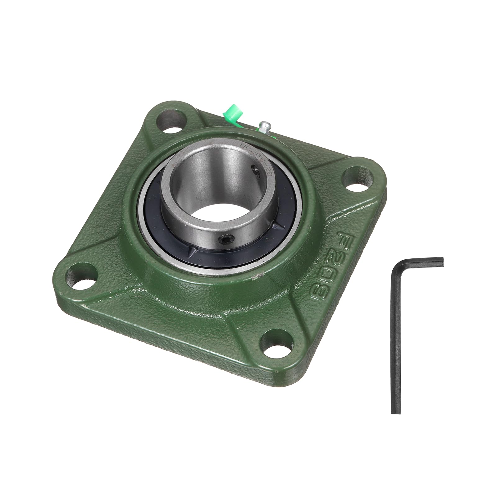 uxcell UCF209-28 Cuscinetti a blocchetto di cuscino, autoallineamento da 1-3/4", base in ghisa solida, flangia quadrata in acciaio cromato, cuscinetto a sfera a blocchetto di cuscino montato (ABEC3)