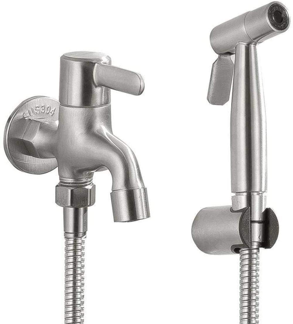 Rociador de bidé de Mano, grifos de bidé de Mano para higiene Personal Baño de Mascotas Closestool Bandeja para Sentadillas - Acero Inoxidable Grifo de Pistola de pulverización en frío sim