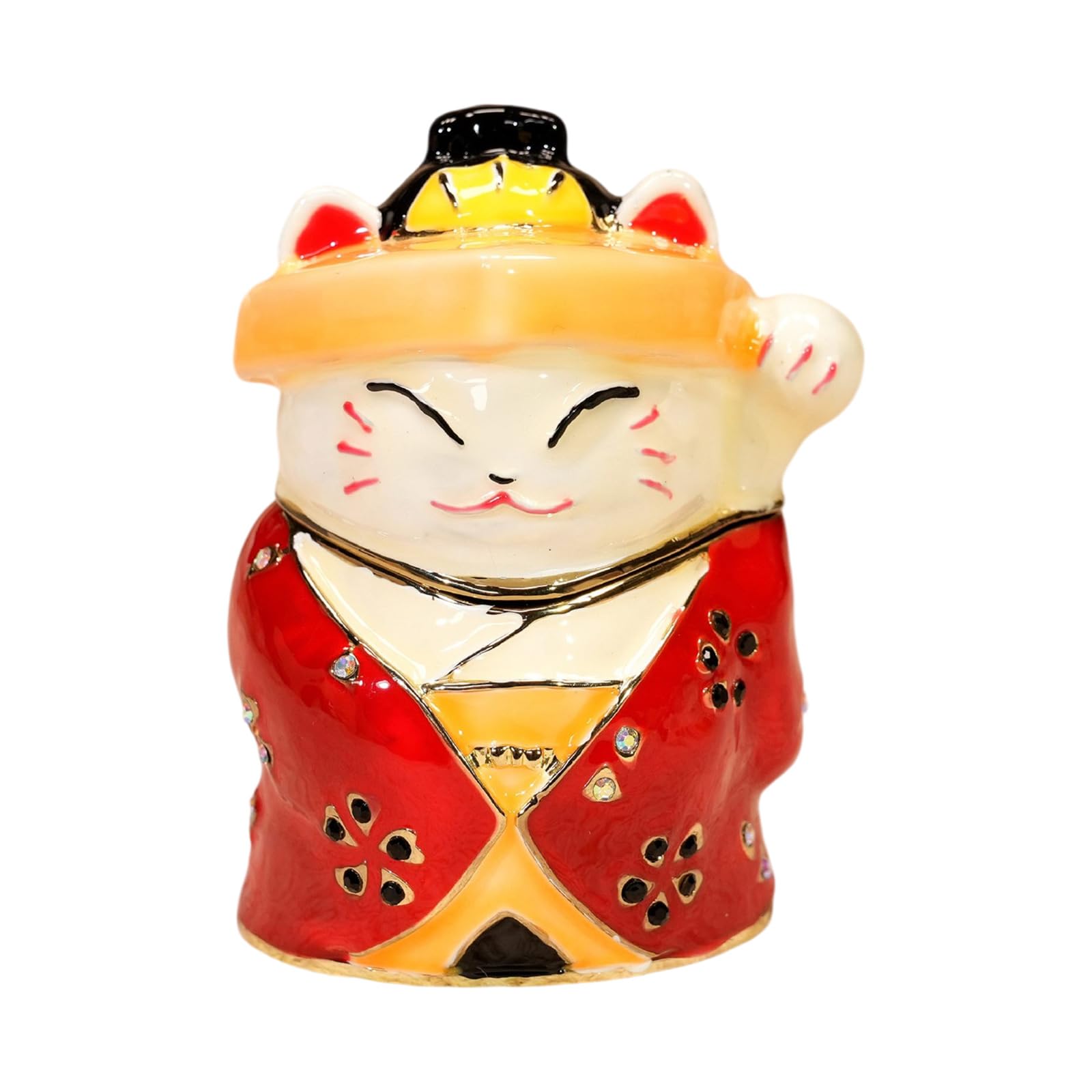 Piceioep Alloy Cats Themed Jewelry Organizers with Vibrant Enameled Colors and Compact Design Display Case Lucky Cats Trinket Box