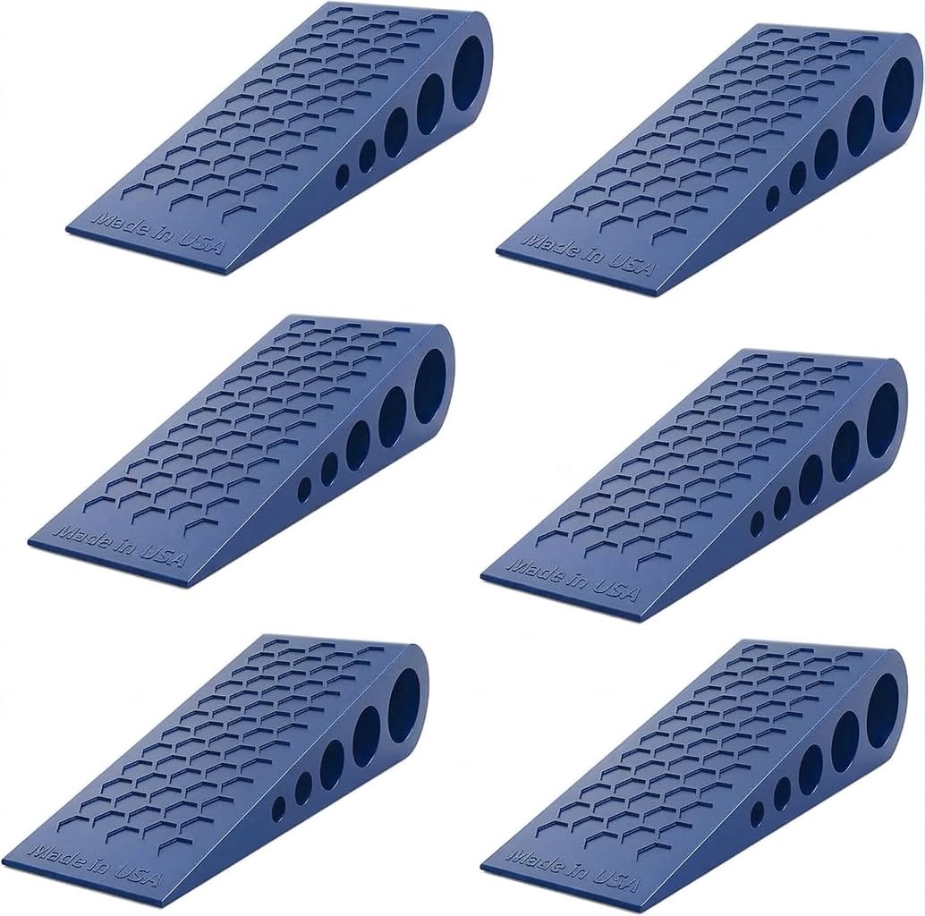 Door Stoppers Blue-6 Pack for Bottom of Door Premium Floor Rubber Door Stop Wedge Made in USA Heavy Duty Honeycomb Design for Carpet, Tile, Ideal for Home, School, Commercia