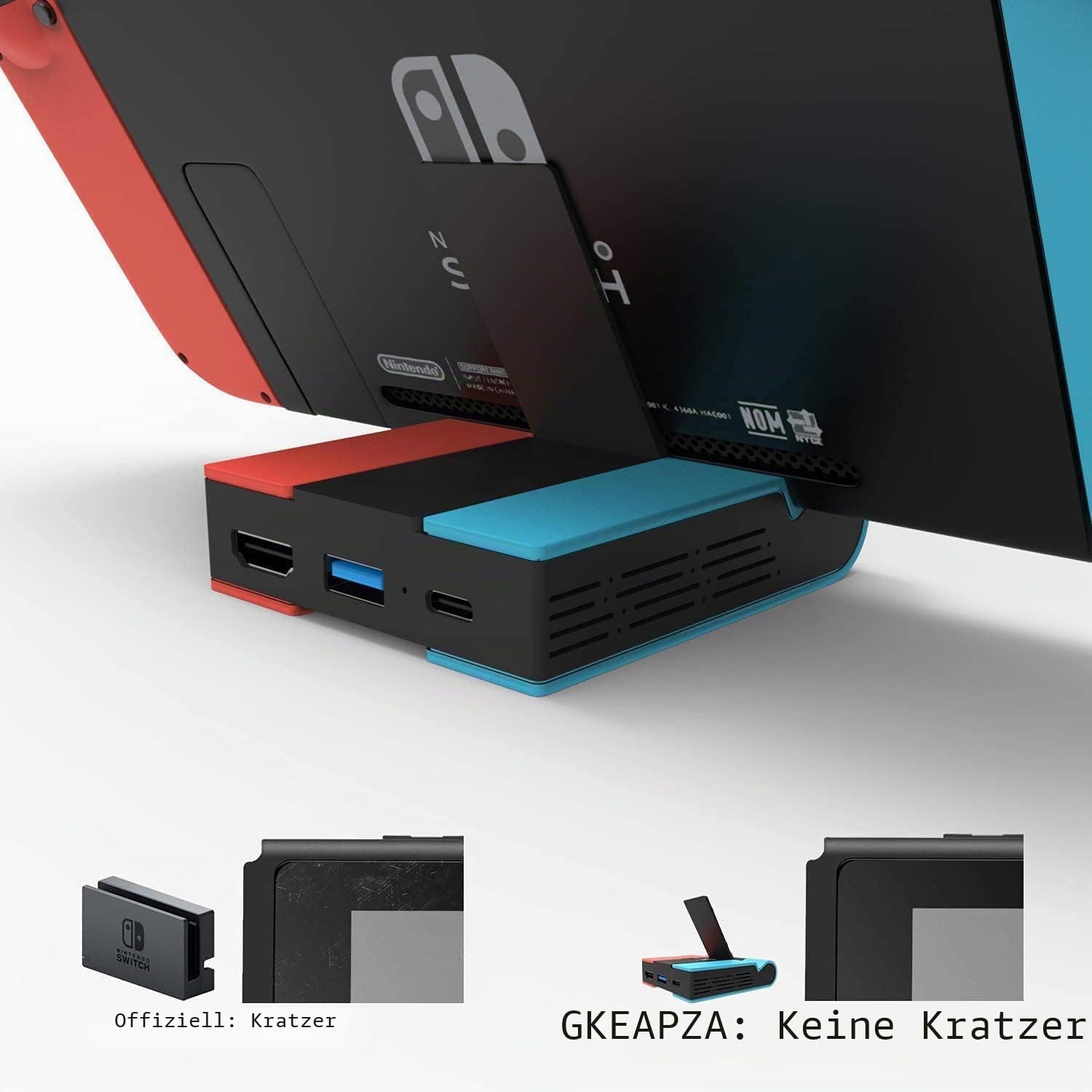 Switch TV Dock,Docking Station für Nintendo Switch/Switch OLED, Faltbare Typ C zu HDMI Adapter Switch Ladestation mit 4K HDMI Schnittstelle und USB 3.0 Port