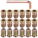 Glarks 50Pcs 5/16'-18 x20mm Threaded Inserts Nuts Zinc Plated Carbon Steel Hex Socket Drive Furniture Flanged Screw-in Nut with M8 Hex Wrench for Wood Furniture (5/16''-18 x 20mm)