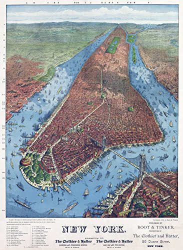 New York City C1879 NbirdS-Eye View Of New York City Map Drawn By JW Williams Published By Root & Tinker 1879 Poster Print by (24 x 36)