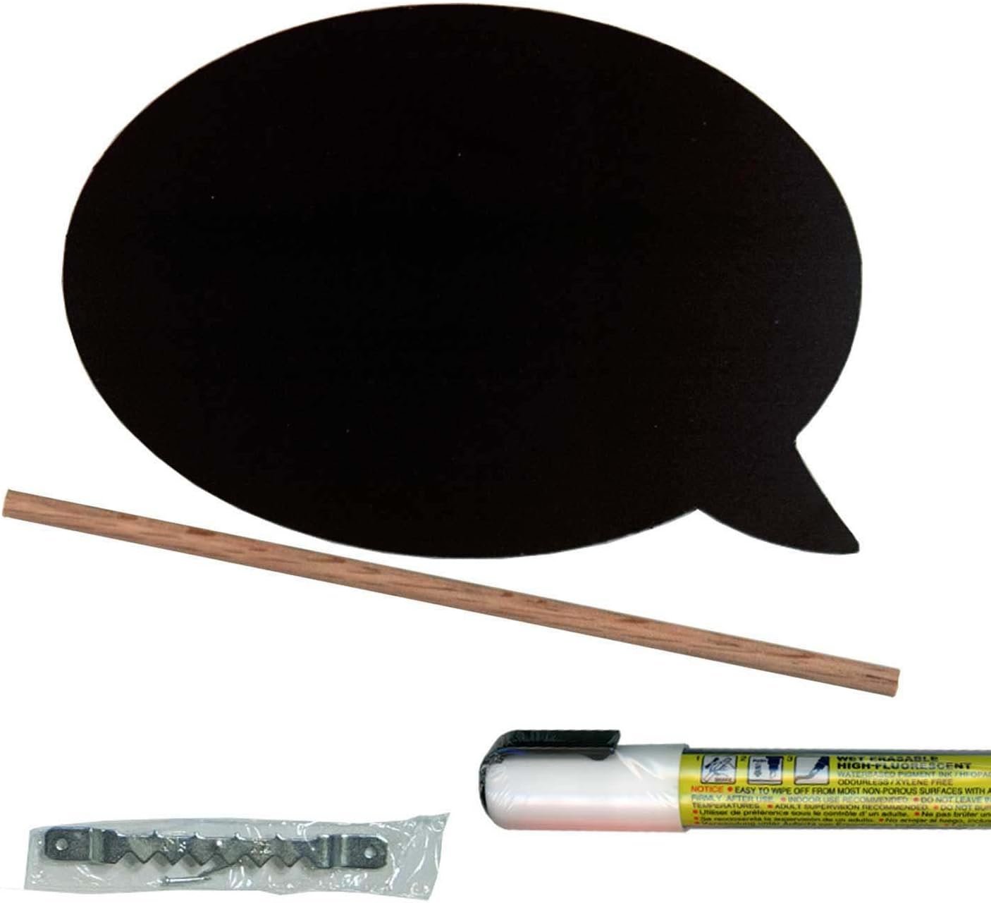 Cohas Chalkboard Speech Bubble Includes Liquid Chalk Marker, 1 Small Oval Talk Bubble for Right Hand, White Marker