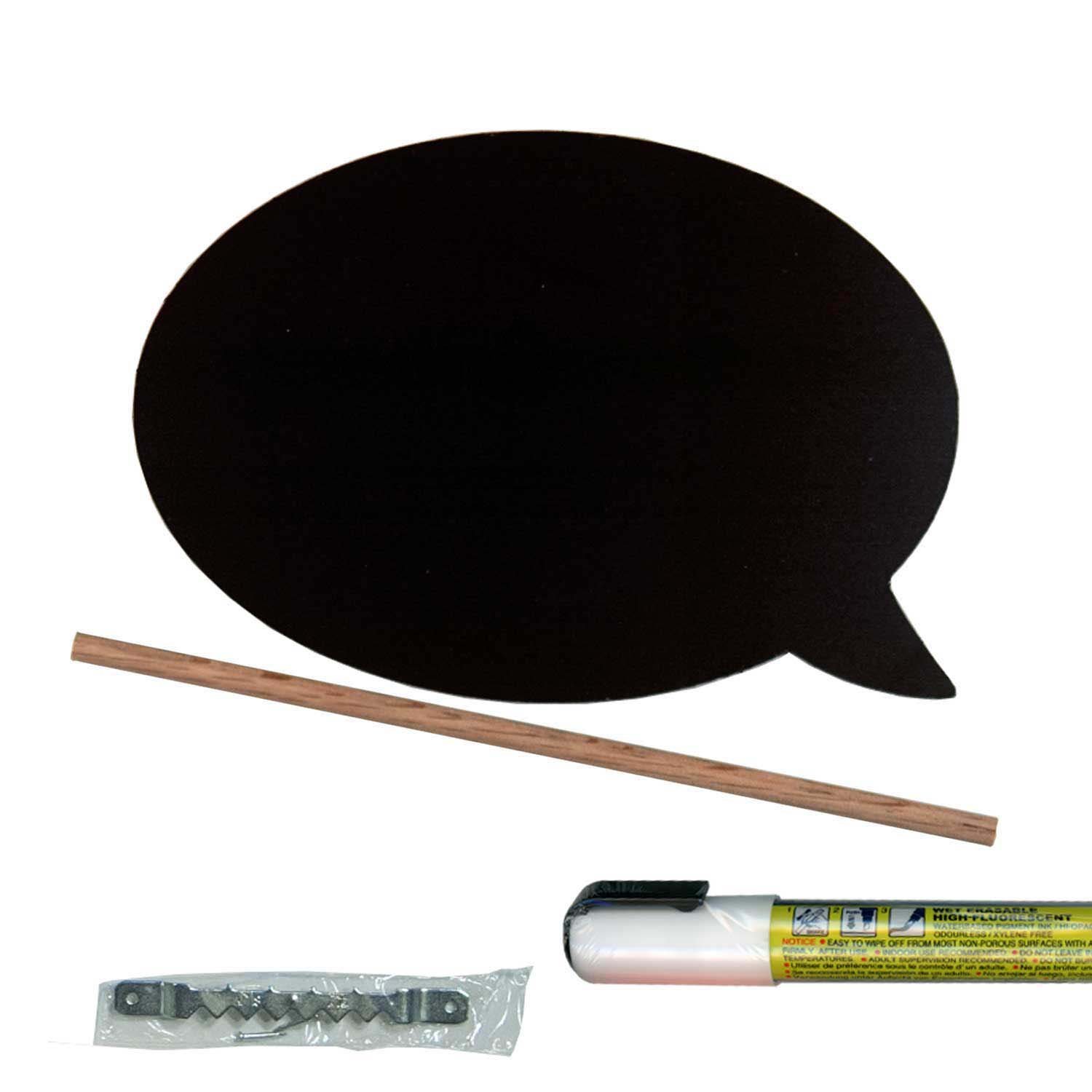 Cohas Chalkboard Speech Bubble Includes Liquid Chalk Marker, 1 Small Oval Talk Bubble for Right Hand, White Marker