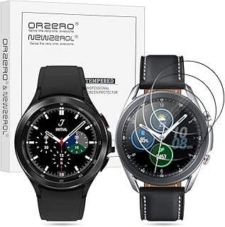 (3 Pack) Orzero Tempered Glass Screen Protector Compatible for Samsung Galaxy Watch 4 Classic 46mm, Galaxy Watch 3 45mm, Garmin Approach S40, 2.5D Arc Edges 9H HD Bubble-Free (Lifetime Replacement)