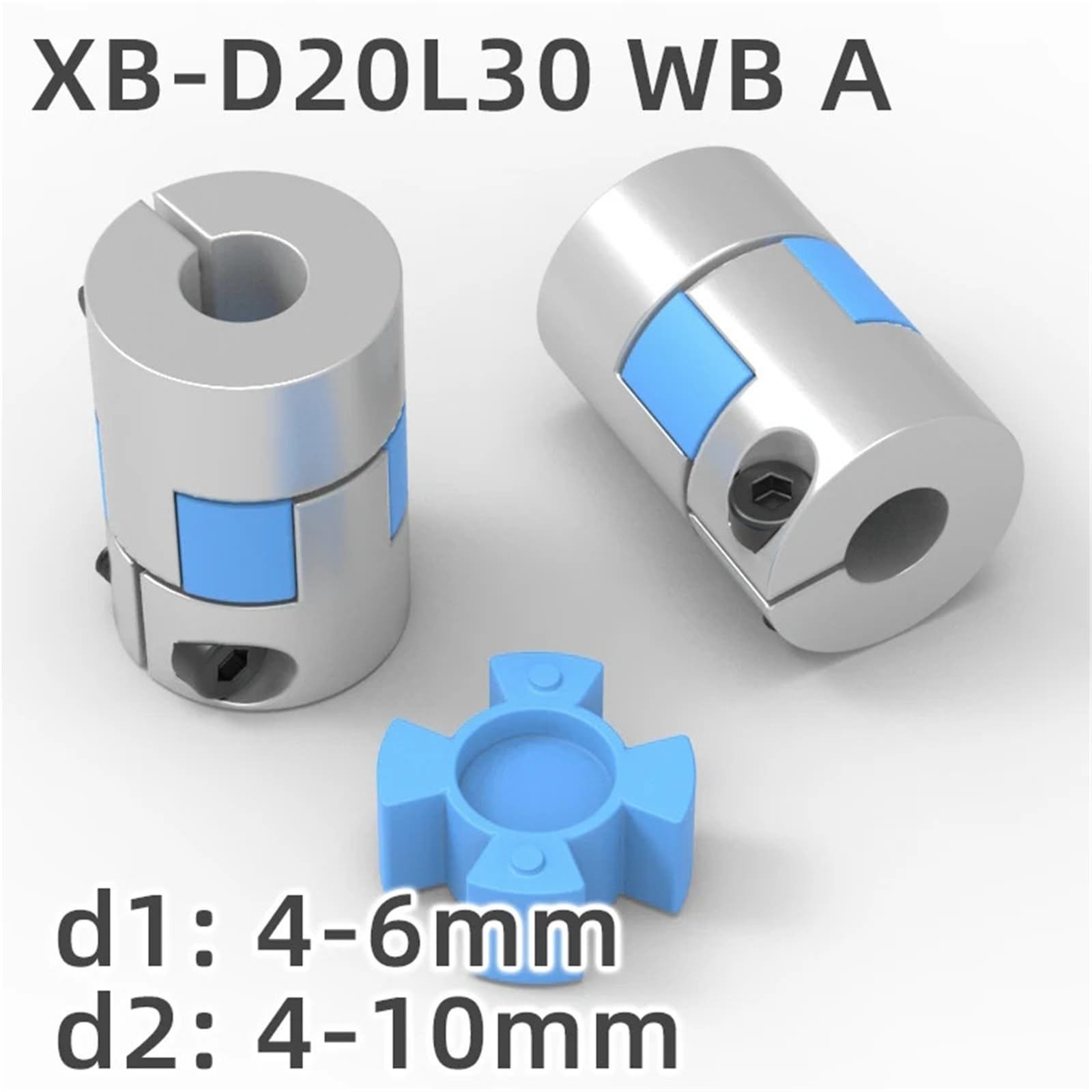 Coupleur à deux mâchoires XB D20L30A, connecteur de moteur à arbre flexible en aluminium, accouplements CNC 4 mm-10 mm, 1 pièce(4mm to 6.35mm)