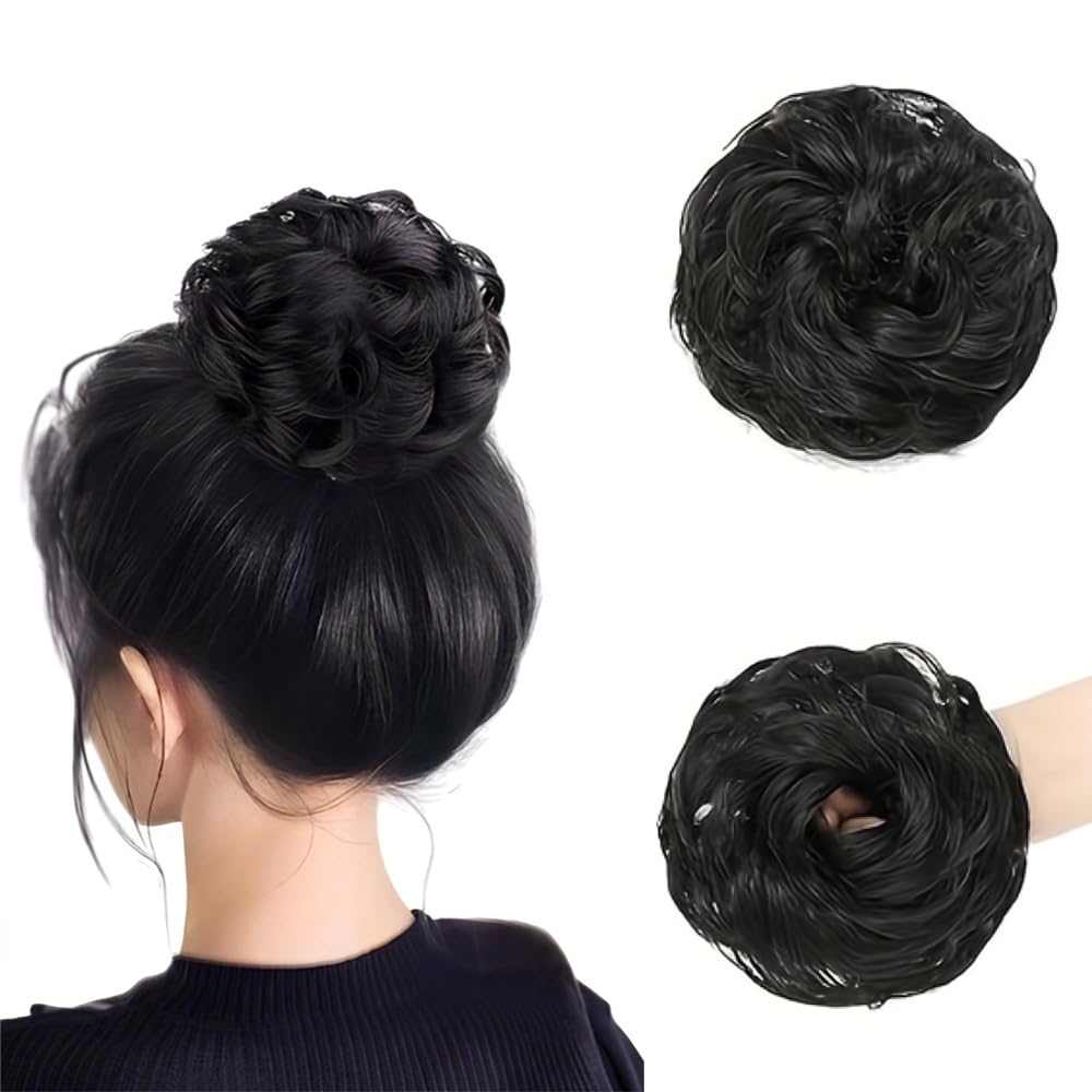 BLUSHIA Natural Black Rafall Juda Bun Fashion Hair Extension With Elastic Rubber Band Hairpiece For Women