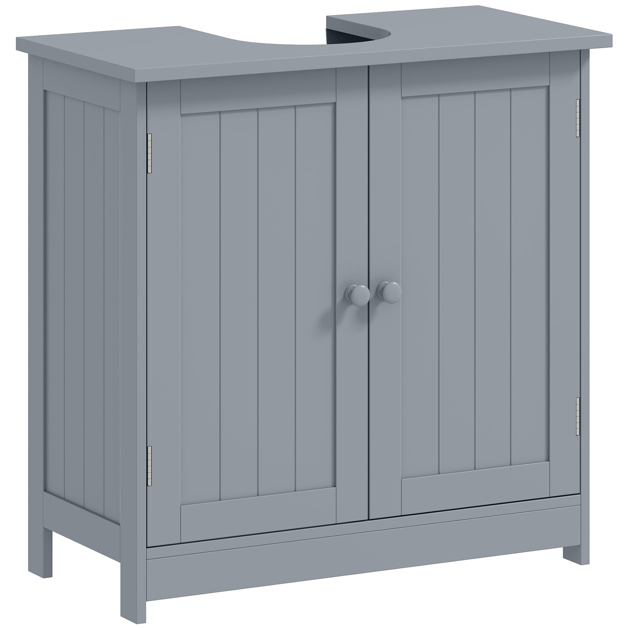 HOMCOM Under Sink Bathroom Cabinet with 2 Doors and Shelf, Pedestal Sink Bathroom Vanity Cabinet, Gray