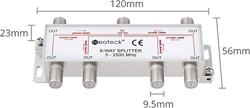 Miniatura 6 de Neoteck Divisor de cable coaxial de 6 vías MoCA 5-2500MHz, divisor coaxial