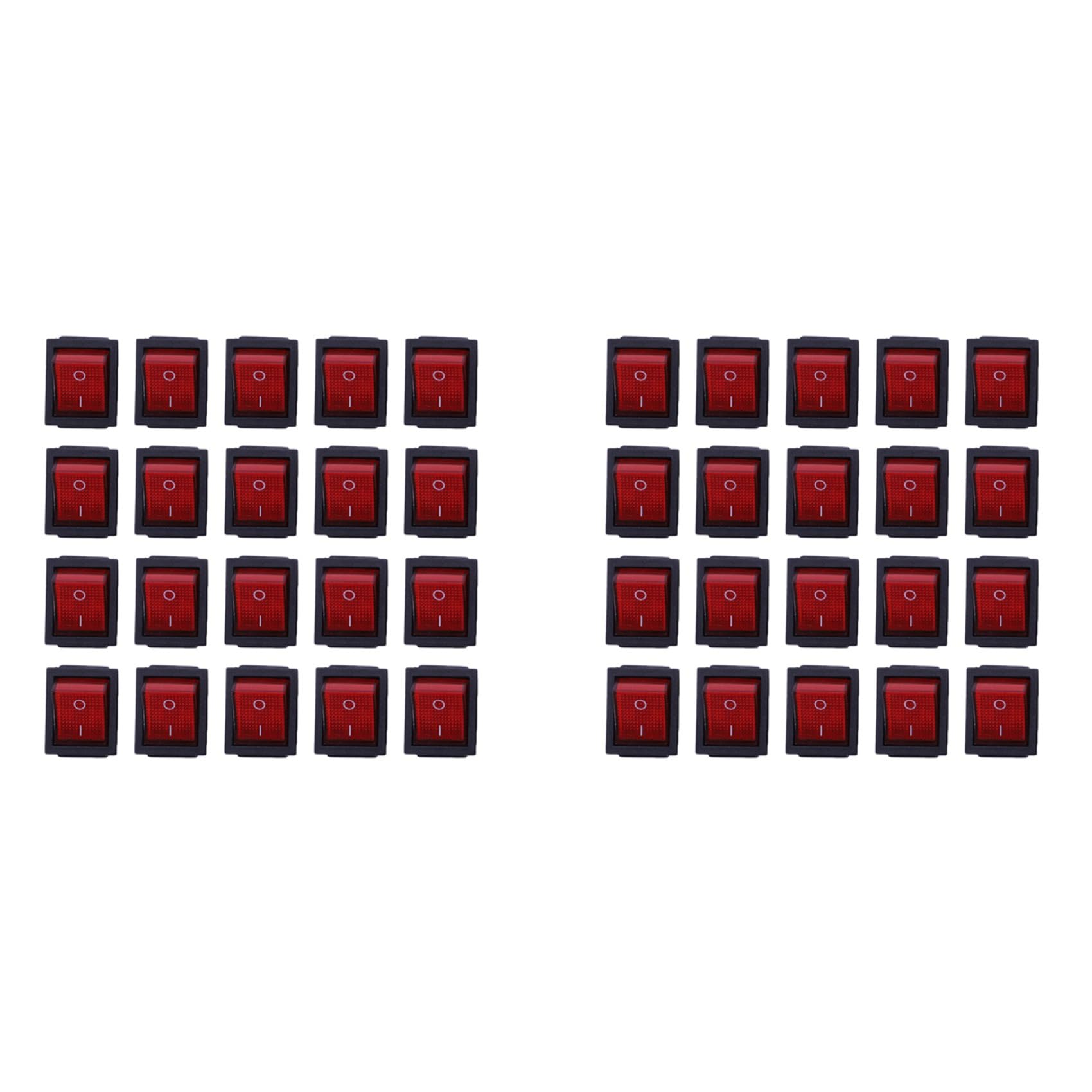 Jnchdghwa 40 X Red Illuminated Light on/Off DPST Boat Rocker Switch 16A/250V 20A/125V AC