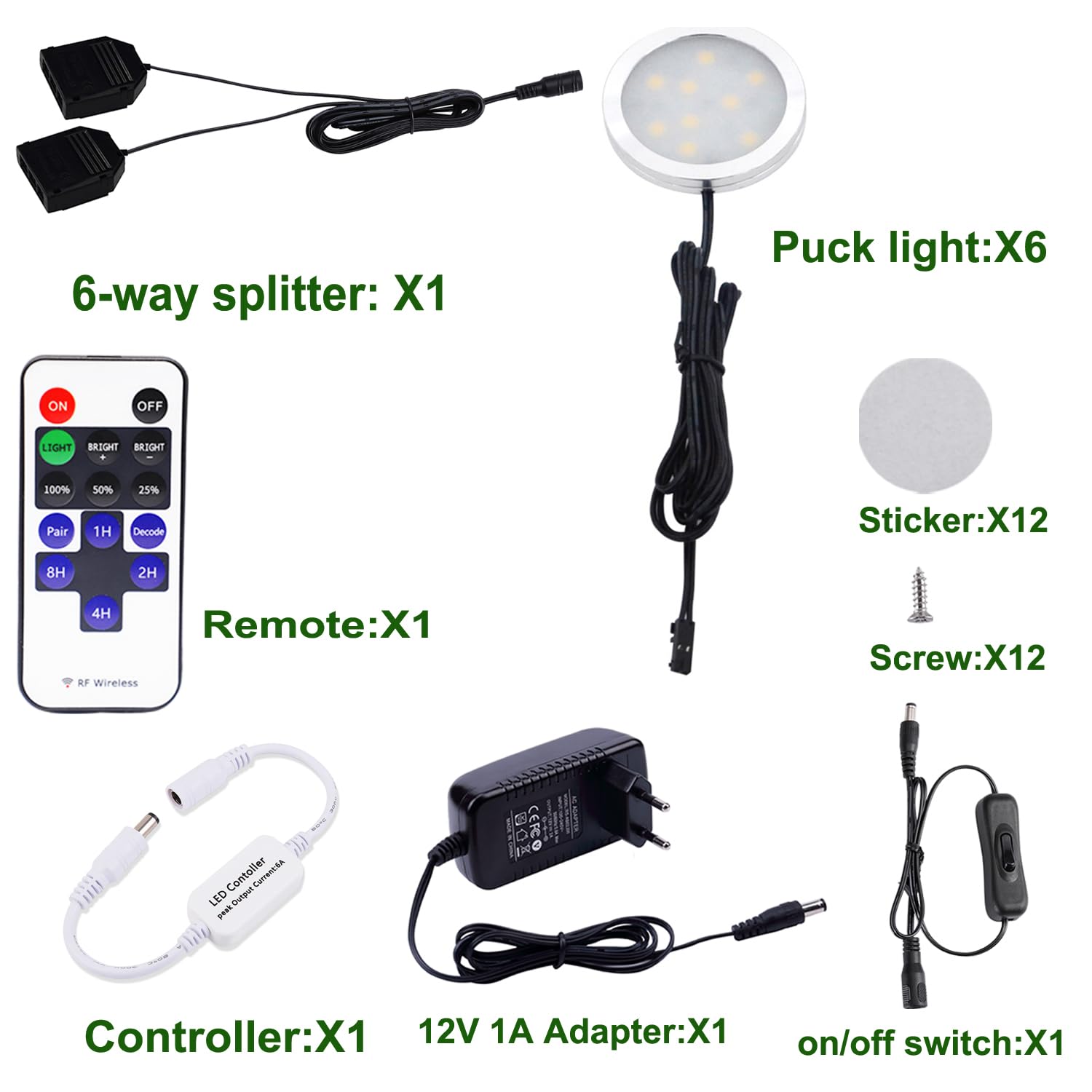 AIBOO Luce Sottopensile Cucina A LED 6 Pannelli - Dimmerabile 6000K Bianco Freddo - Kit Completo Con Alimentatore - 6