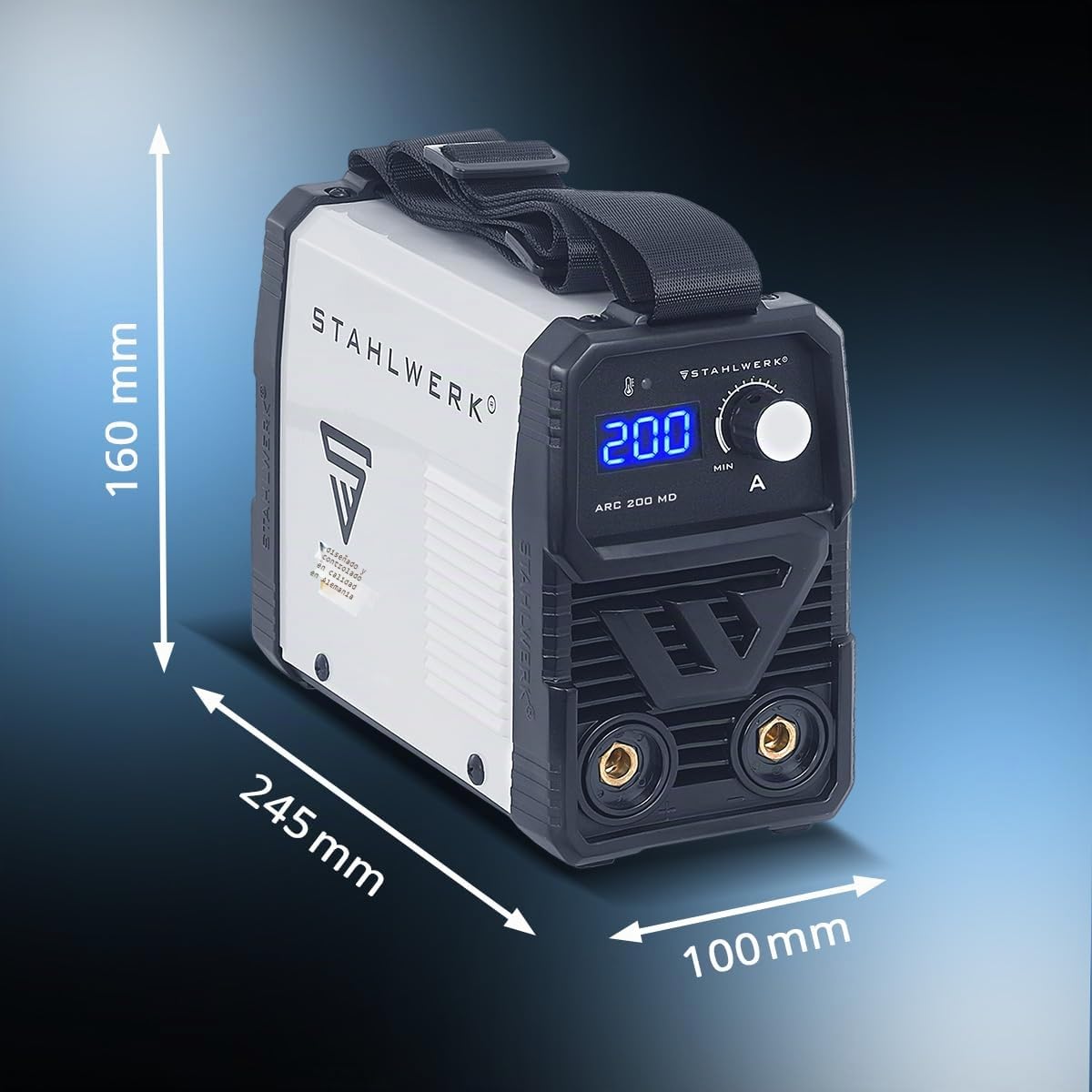 STAHLWERK Soldadora de electrodos ARC 200 MD – Máquina de soldar MMA (Electrodo) hasta 200 A, uso flexible sin gas, compacta y ligera, refrigeración inteligente, automático Hotstart, Anti-Stick