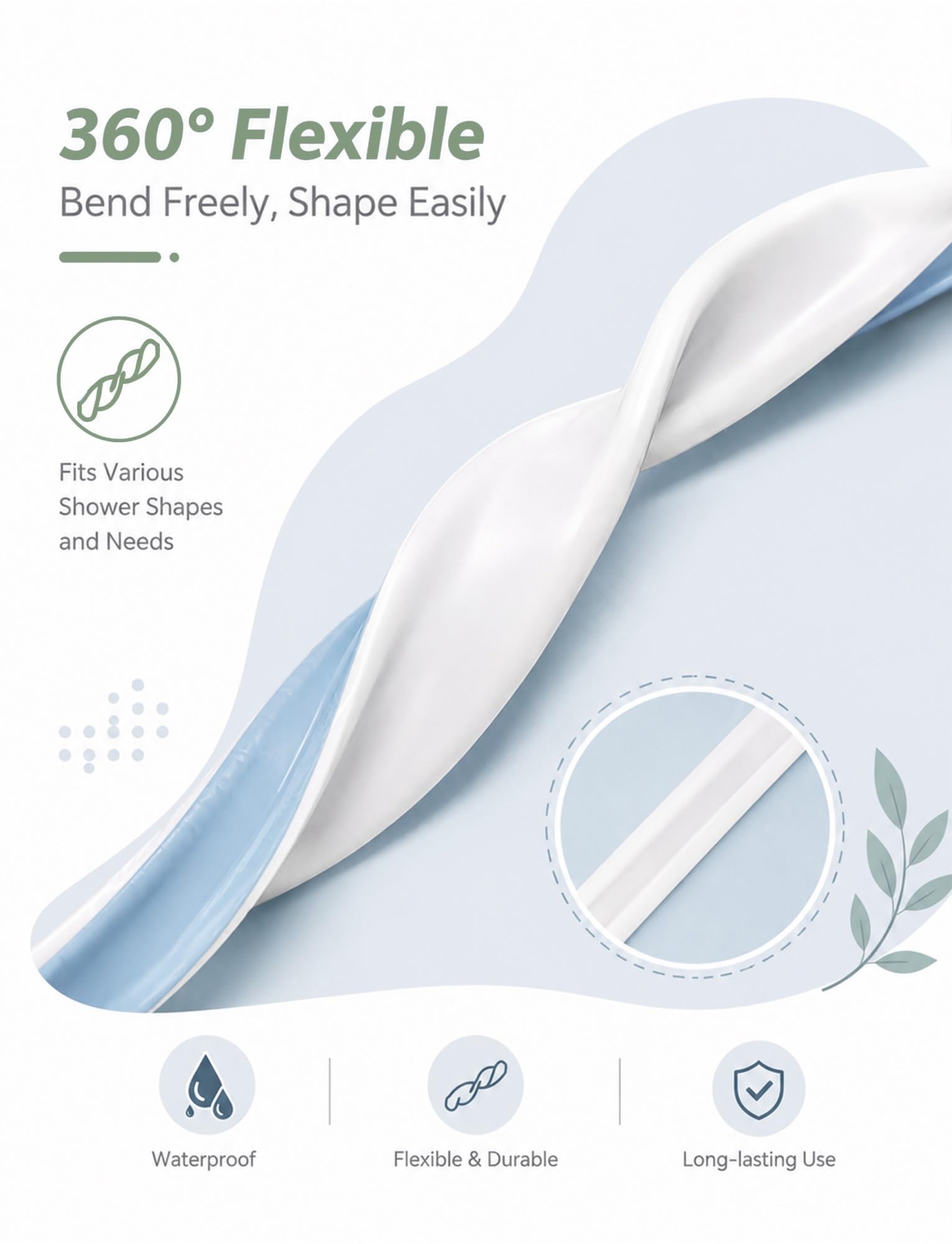 Generico Striscia Silicone autoadesiva diga Acqua Doccia Pavimento Ambienti umidi(Gray,10 CM_500 CM/196.85 in)