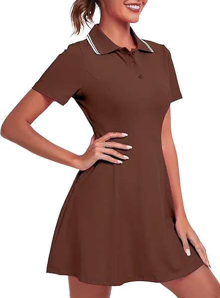 FKEEP Women's Golf Dress Tennis Dresses Workout Athletic Dress with Shorts/Short Sleeve/Pocket