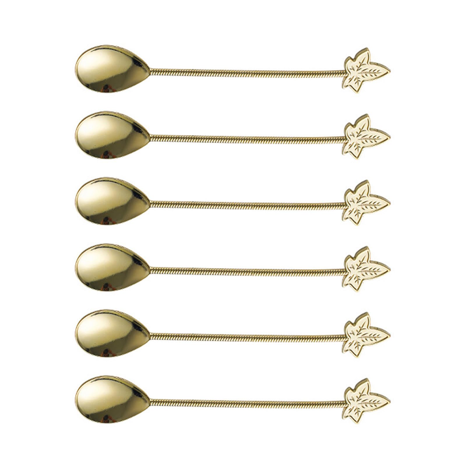 MALSSE Of 6 Nature Inspired Shape Stirring Spoons Kirsite Construction Easy to Clean for Home and Party Use Maples Leaves Stirrer