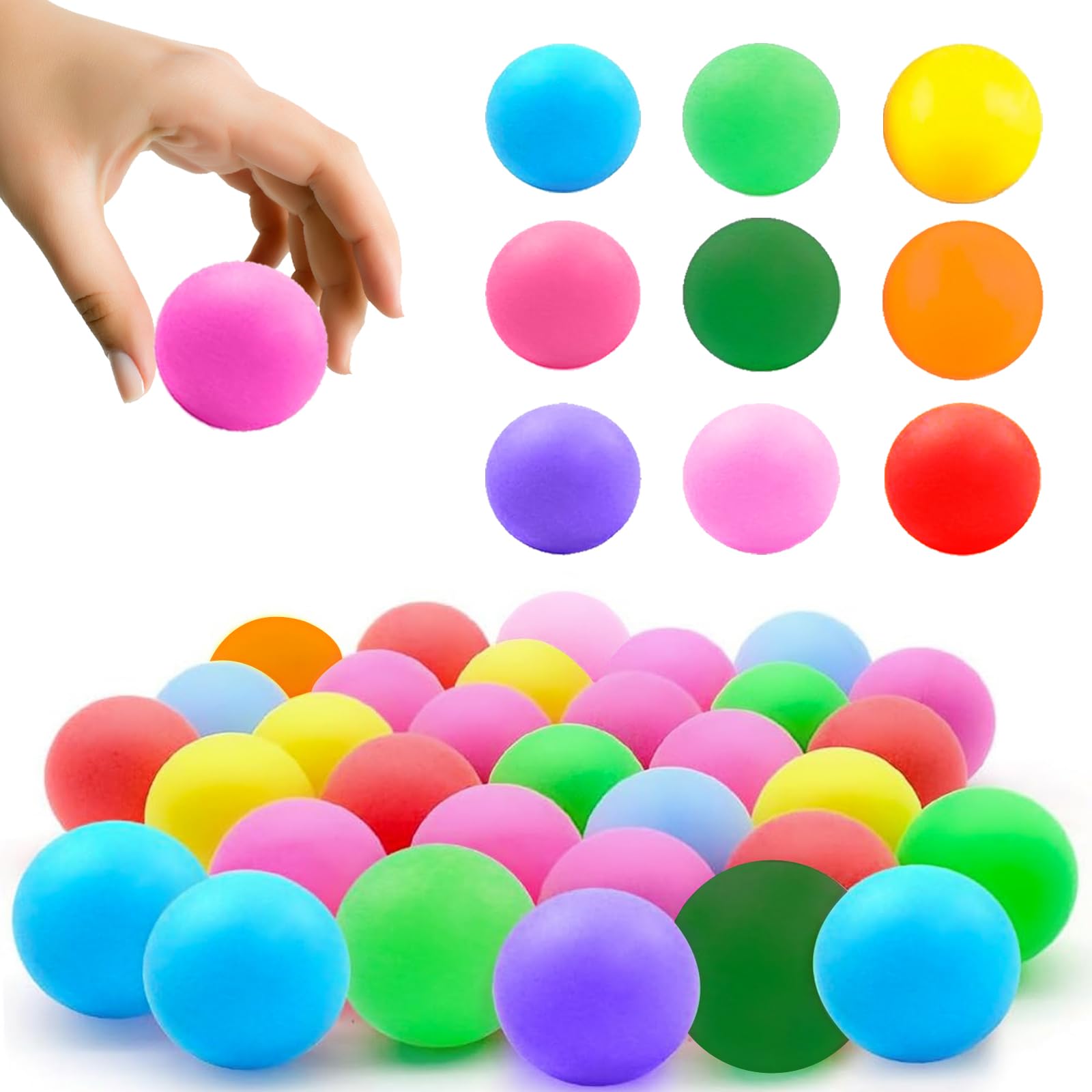 Pelotas de Ping Pong 30 Piezas 40mm Reutilizable para Adultos y Niños Juegos Entrenamiento Piscina