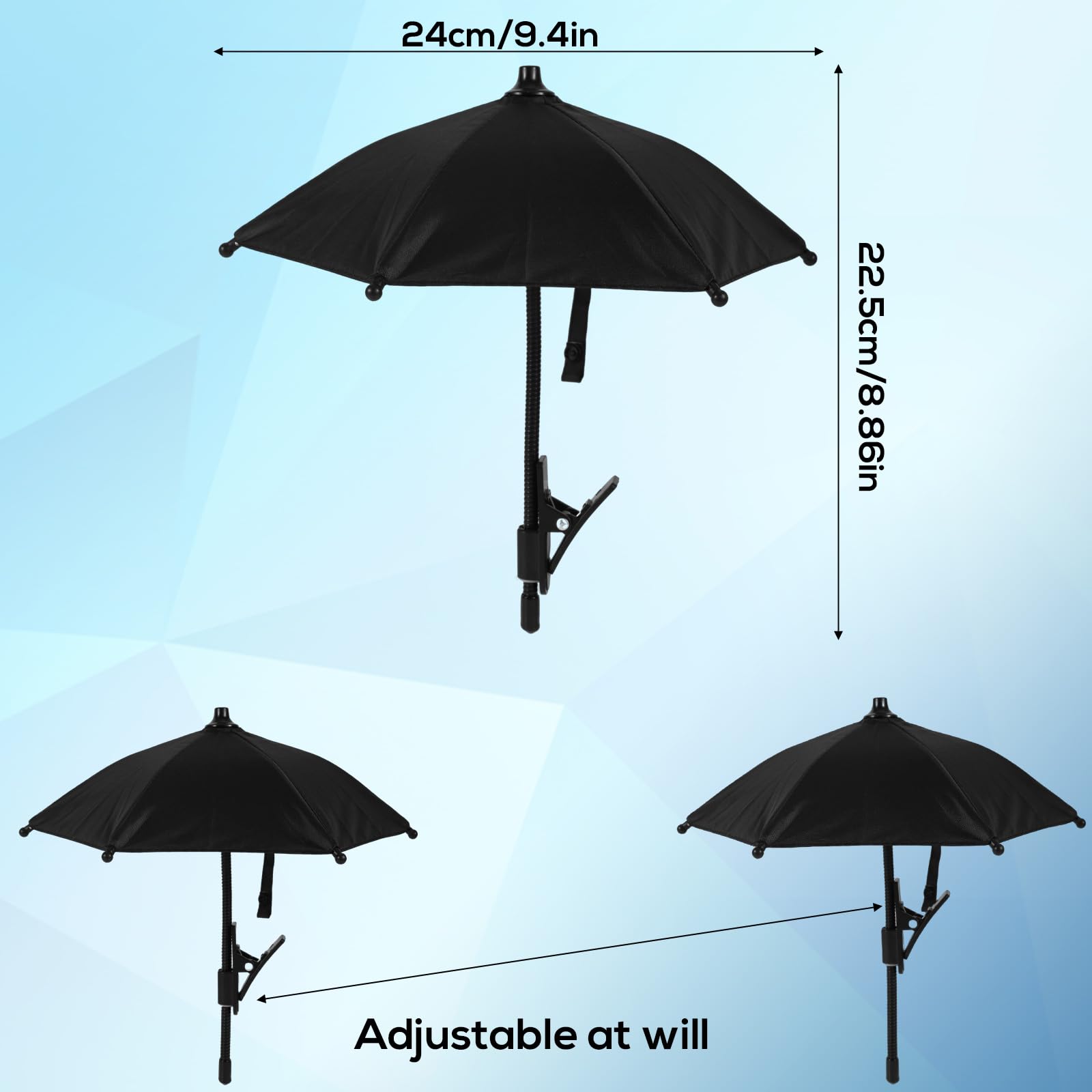BOXOB Clips de Paraguas para Teléfono Ajustables Parasol Celular Cubre Sombra Proteger Pantalla del Sol Lluvia