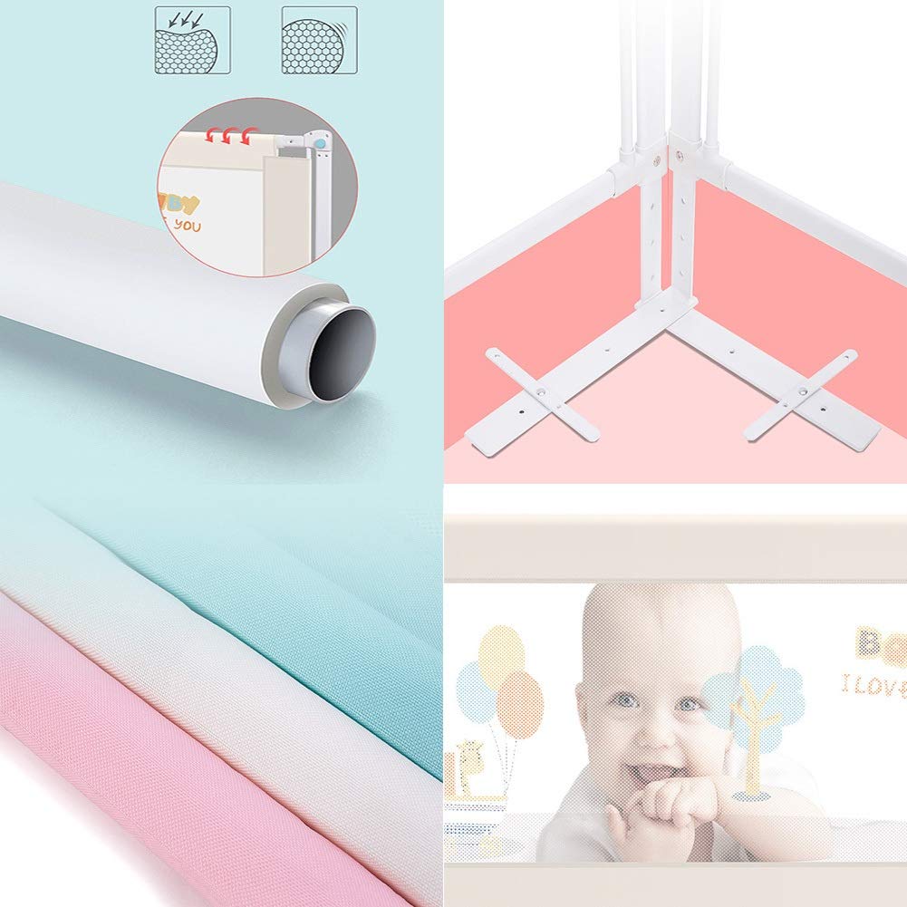 Barandillas para Cama, Separador de Cama, Funda extraíble y Lavable, Valla para Cuna Ajustable en Altura (Color: C, Tamaño: 2 m)