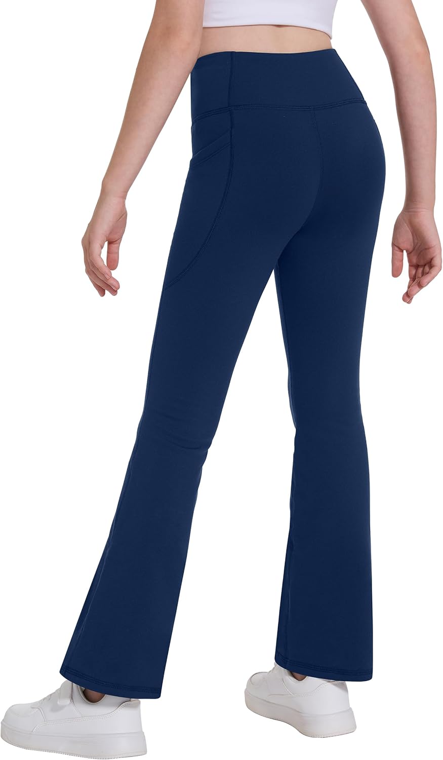 Desol Girl's Thermal Fleece Lined Flare Leggings High Waisted Bell Bottom Kids Warm Yoga Pants with Pockets Preppy Clothes - Image 2