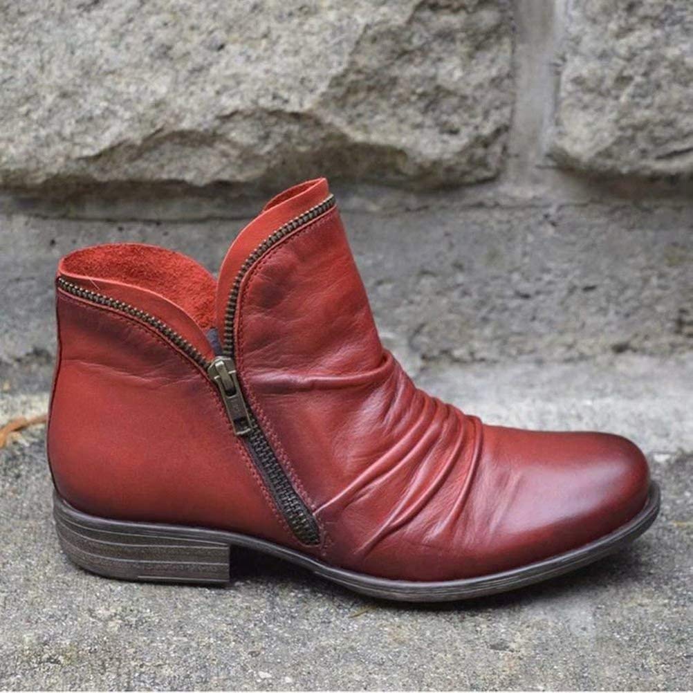 Amazon.com | Women's New Chic Vintage Leather Booties Ankle Boots