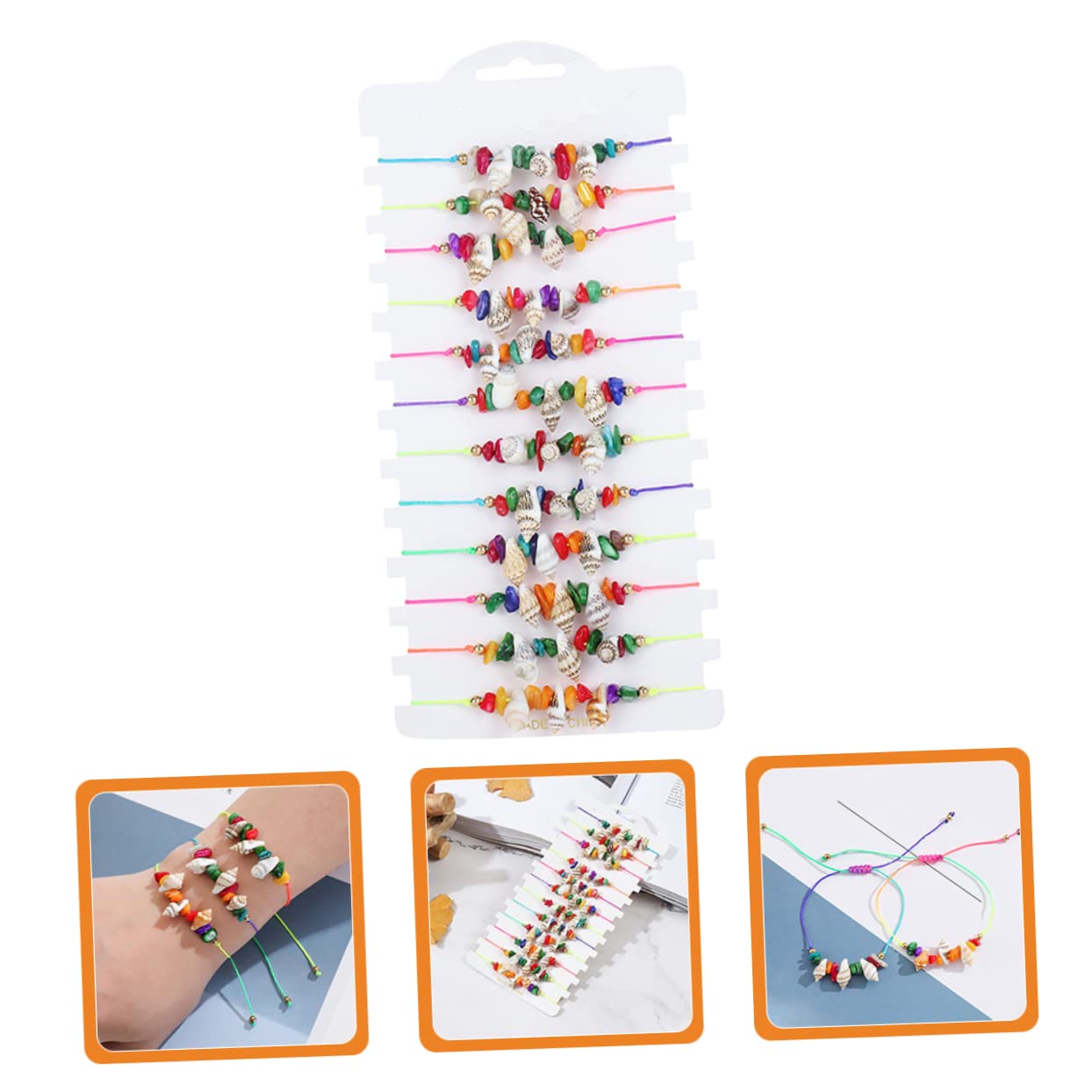 SHERCHPRY Juego De 5 Pulseras De Cuentas De Concha Para Mujer Joyería De Playa Ligeras Y Agradables Para La Piel 12 Unidades X 5