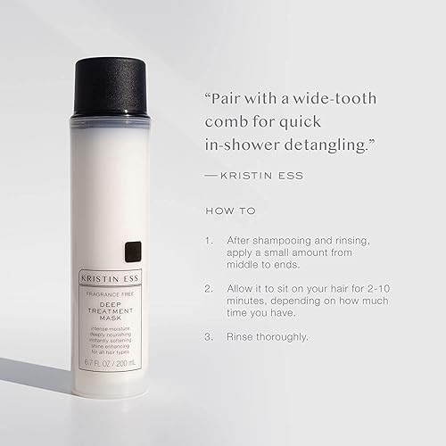 Miniatura 3 de Kristin Ess Mascarilla de tratamiento de acondicionamiento profundo sin fragancia para cabello seco dañado, hidratante + nutritiva, suaviza el