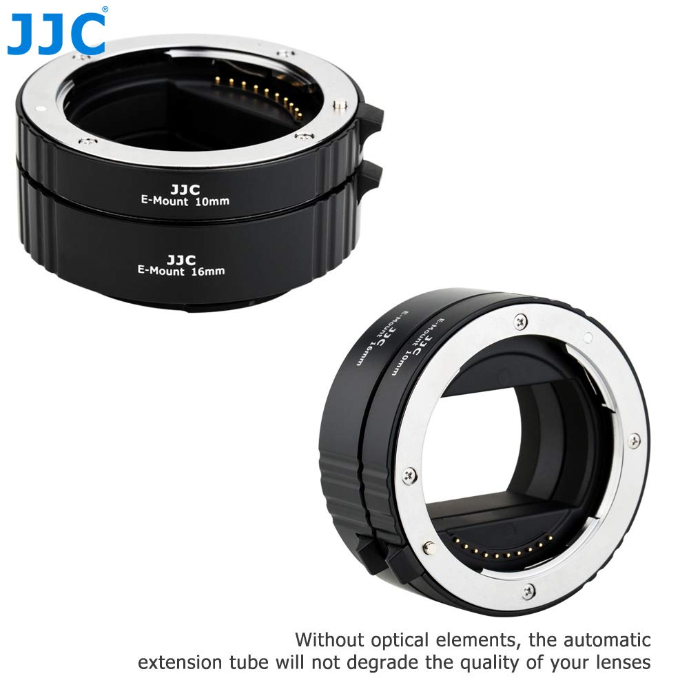 JJC 10mm/16mm Sets Metal Tubo de Extensión TTL Enfoque Automático AF para Lentes Sony E y Cámaras de la Serie NEX etc.