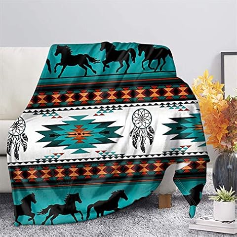 CLOHOMIN Southwest Native American Flannel Microfiber Throw Blanket, Indian Tribal Aztec Geometry Red Pattern Travel Couch Bed Plush Blanket Cover