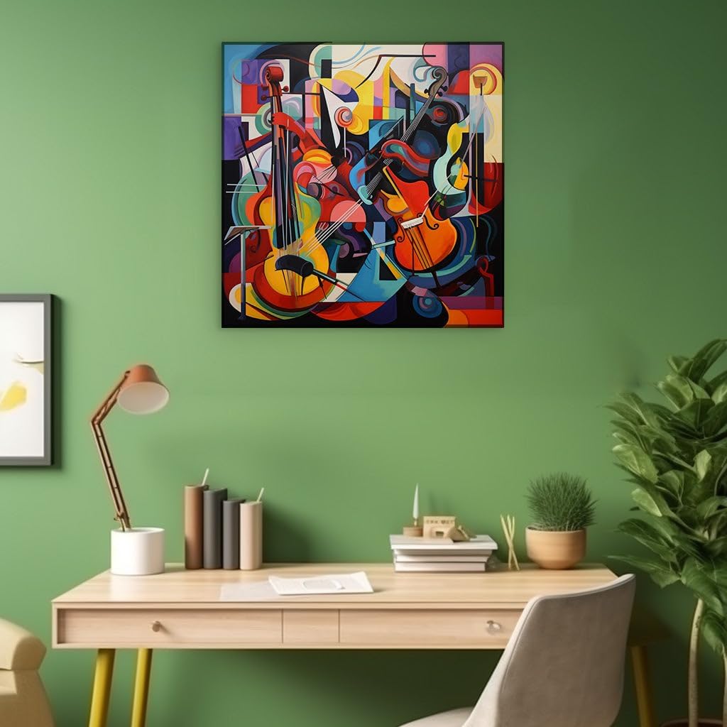 Canvas for Living room. Harmony in Hues: A Symphony of Colorful Abstraction and Bold Instrumental Imagery, 27 x 18 inch Canvas Wall Art - Contemporary Masterpieces - Modern Home Decor