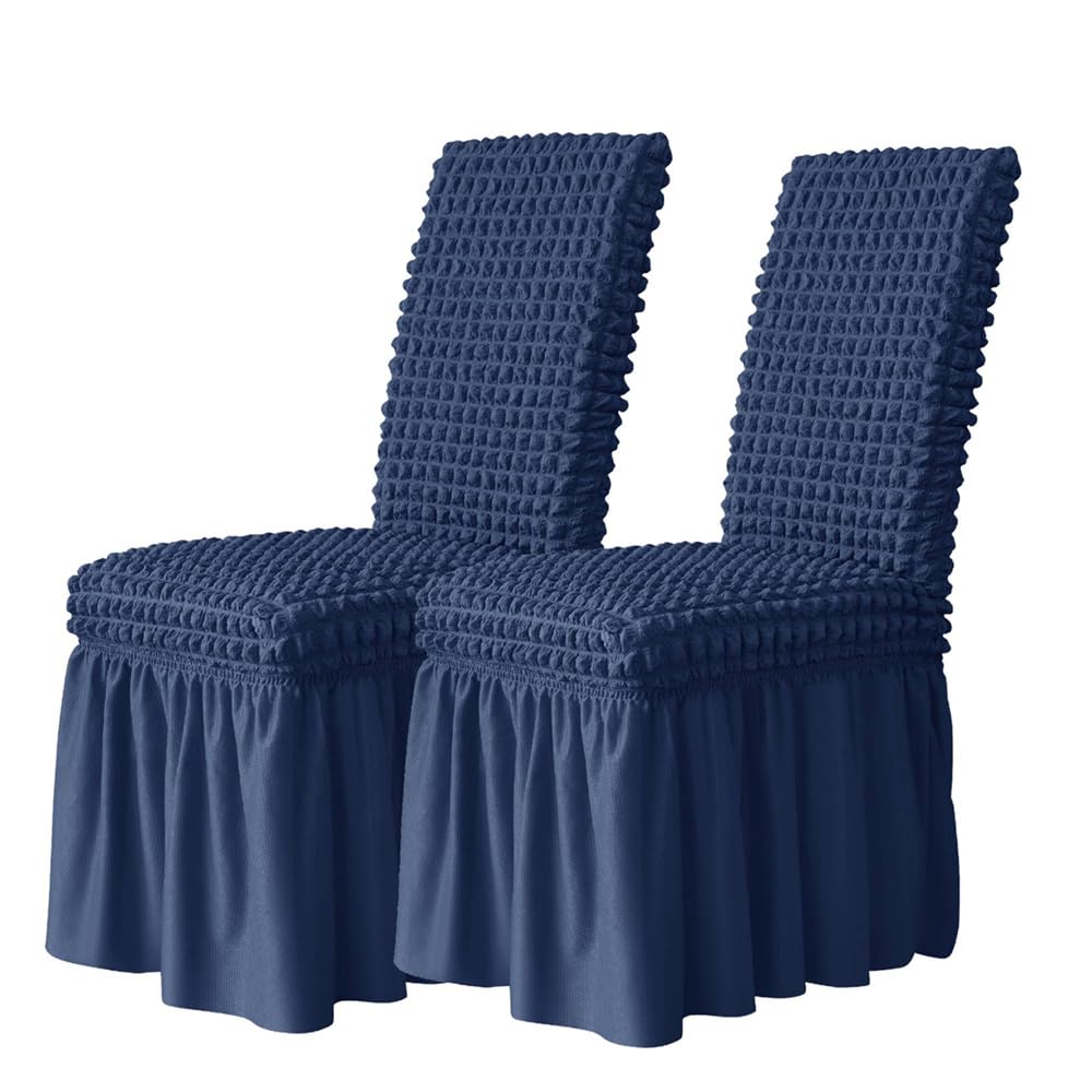 LUCOJET Chair Covers for Dining Room， Stretch Chair Slipcovers with Skirt Removable Washable Kitchen Chair Protector Cover Set for Home, Party,