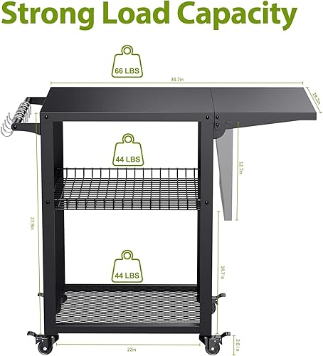 Miniatura 4 de Mesa de carrito para horno de pizza, carrito de parrilla al aire libre, carrito de parrilla de barbacoa movible, soporte de mesa de cocina
