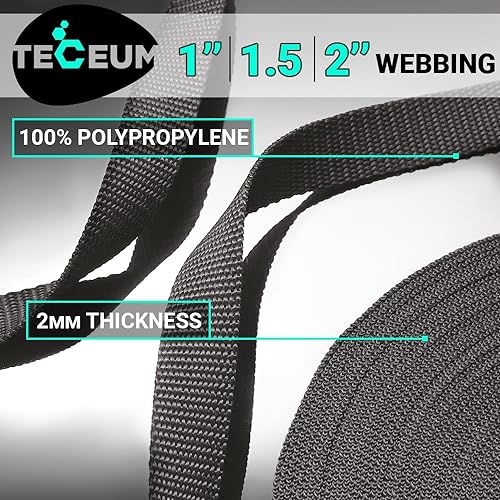 Image of TECEUM 3 /4 inch & 5 /8 inch & 1 inch & 1.5 inch & 2 inch Webbing - 10 25 50 Yards - 40+ Colors - Heavy Duty 1 Inch 1.5 Inch 2 Inch Backpack Straps - Webbing for Outdoors Indoors Crafting DIY