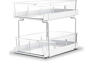 vacane 13" 2 Tier Clear Pantry Organization, Closet Organizers and Storage Pull...