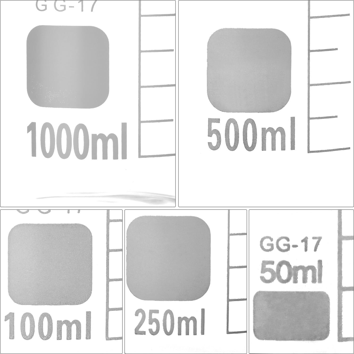 Zlewka laboratoryjna, 5-częściowy zestaw zlewek ze szkła borokrzemianowego o pojemności od 5 ml do 100 laboratorium i kuchni(50ml - 1000ml)