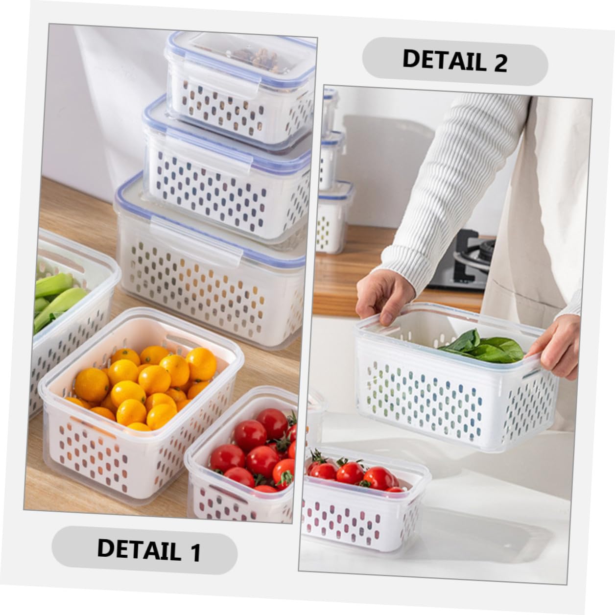 Recipientes Herméticos para Alimentos de 3 Piezas 850ml 1750ml 3300ml