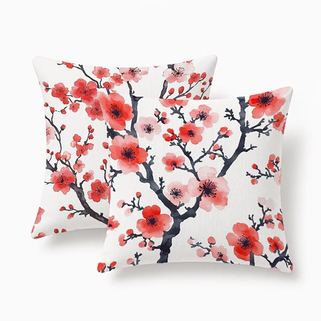 Housses de coussin 60x60cm lot de 2 lin blanc imperméables pour jardin