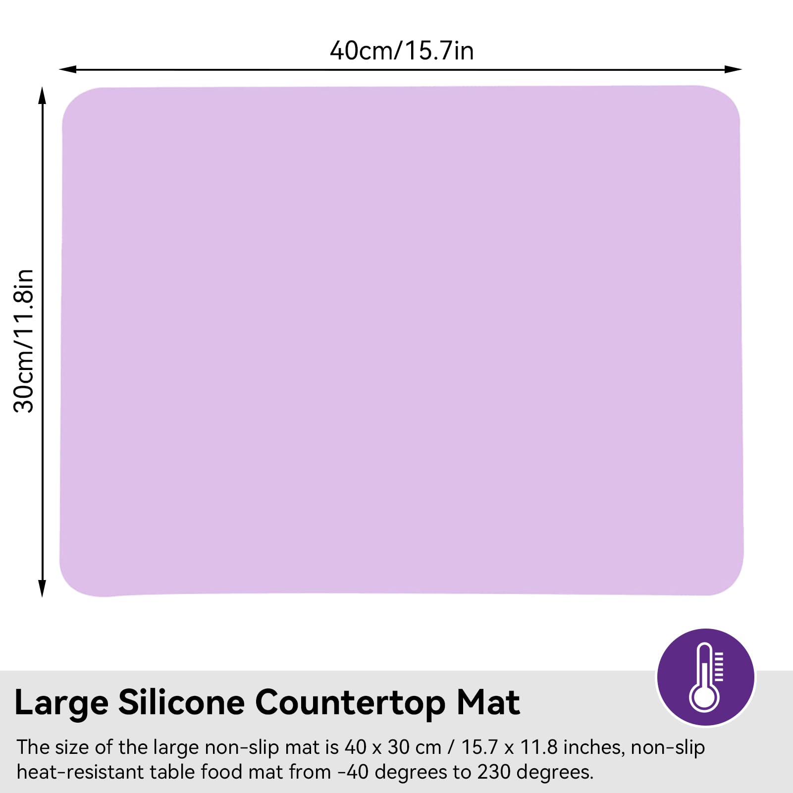 Silicone Mats for Kitchen Counter, Silicone Countertop Mat Large Heat Resistant Place Mats Thick Placemats for Countertop Protector(Purple)