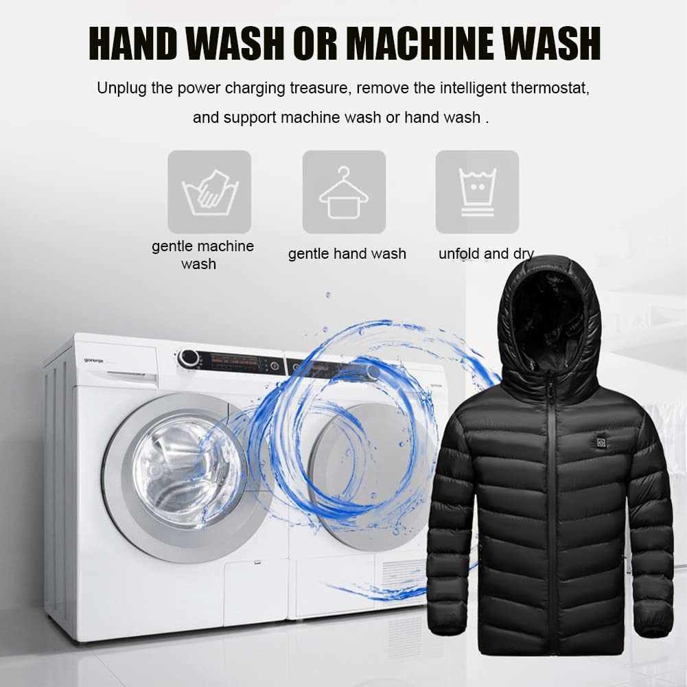 scosao Beheizte Jacke Kinder, Junge Mädchen Daunenjacke Hoodies USB Wiederaufladbar Beheizbare Kleidung Winter Wärmer Bekleidung füR Outdoor Camping Wanderung